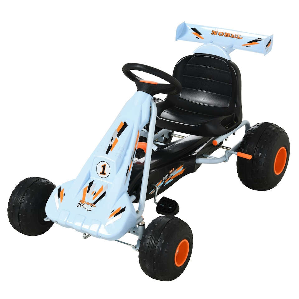 image 1 of HOMCOM Child's Pedal Go Kart Manual Car w/ Brake Gears Steering Wheel Seat Blue