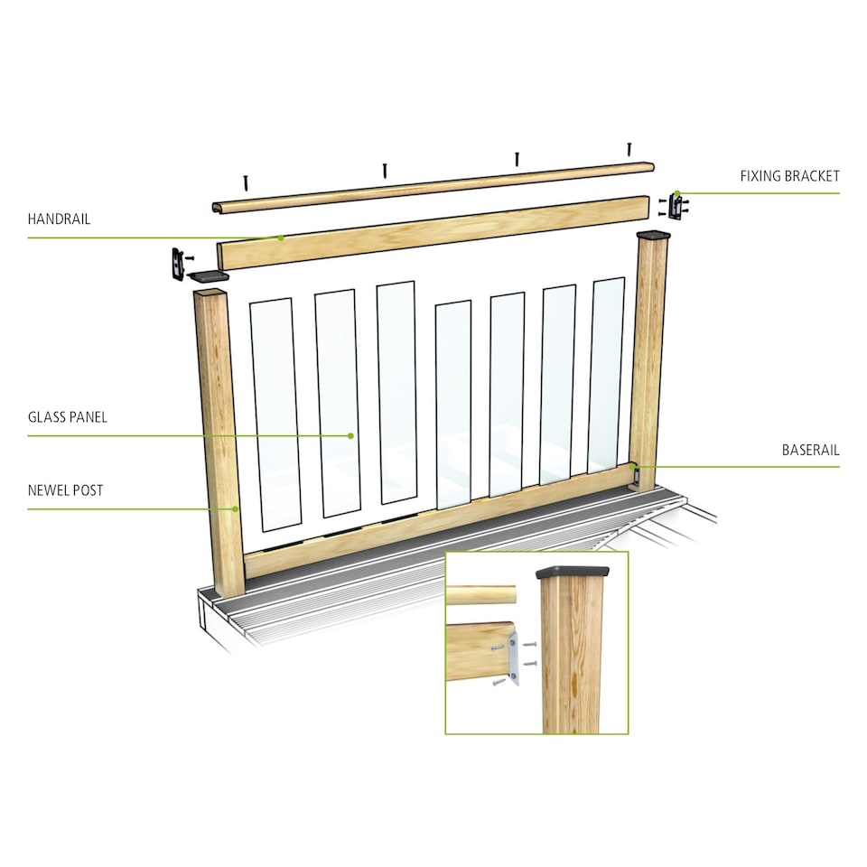 image 1 of Cheshire Mouldings Glass Balustrade Panels Pack of 7 (L) 0.82m (W) 152mm (T) 8mm