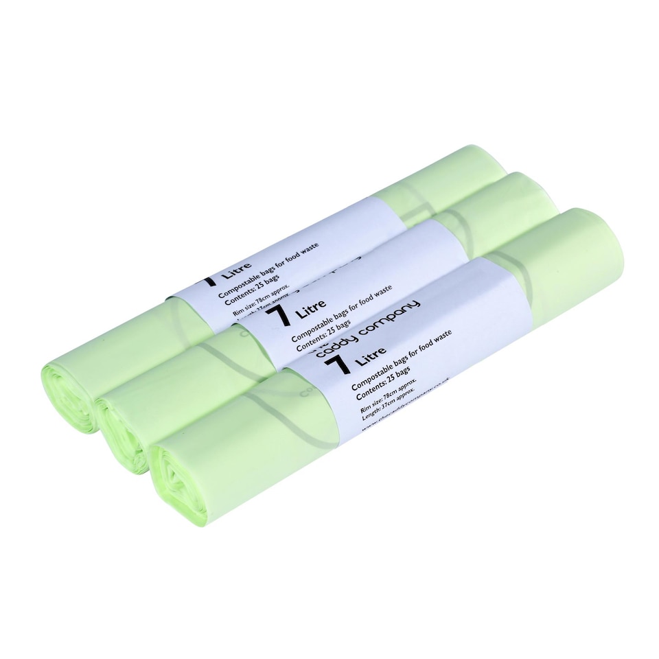 image 1 of The Caddy Company 7 Litre Compostable Food Waste Bin Bags - 3 Rolls