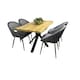 image 1 of Wooden Dining Table with X-Shaped Iron Legs and 4 Grey Velvet Chairs  Modern Dining Set for Home and Kitchen Grey