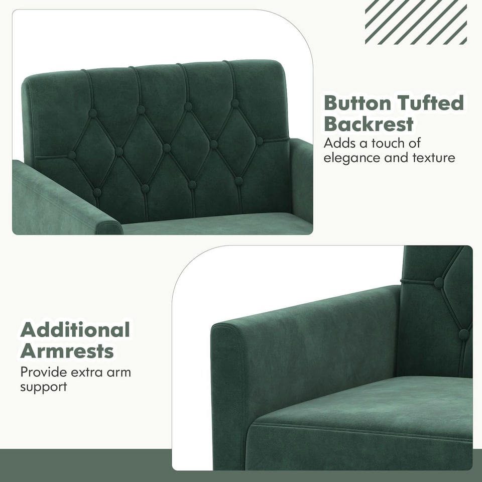 image 1 of COSTWAY Modern Sofa Accent Chair Upholstered Armchair Green