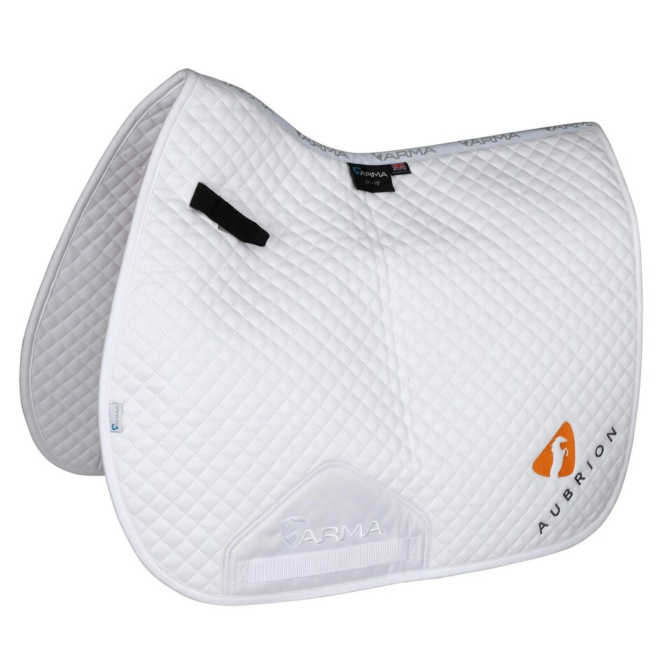 image 1 of ARMA Aubrion Logo Horse GP Saddlepad - White - 17in - 18in
