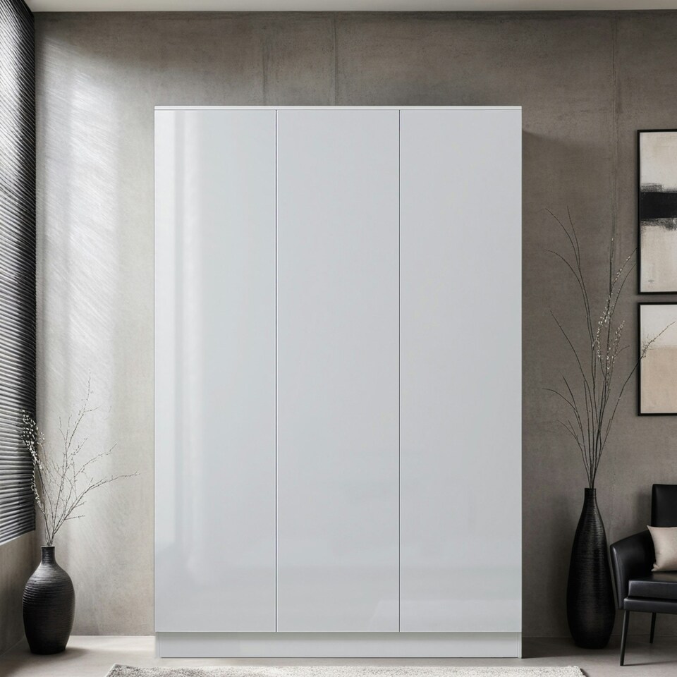 image 1 of FWStyle Stora 3 Door Wardrobe - White Gloss Front White