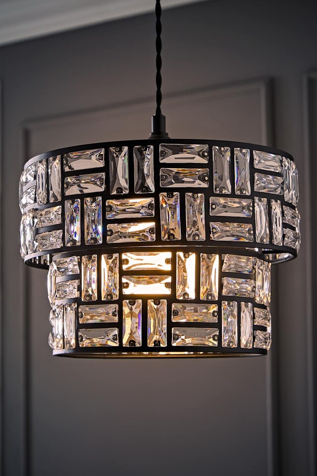 image 1 of ValueLights Elise Pair Acrylic Black 2 Tier Lamp Shades | Black