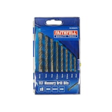 Faithfull Standard Masonry Drill Set - Multi Colour - 8 Piece Set: 4, 5, 5.5, 6, 6.5, 7, 8 and 10mm