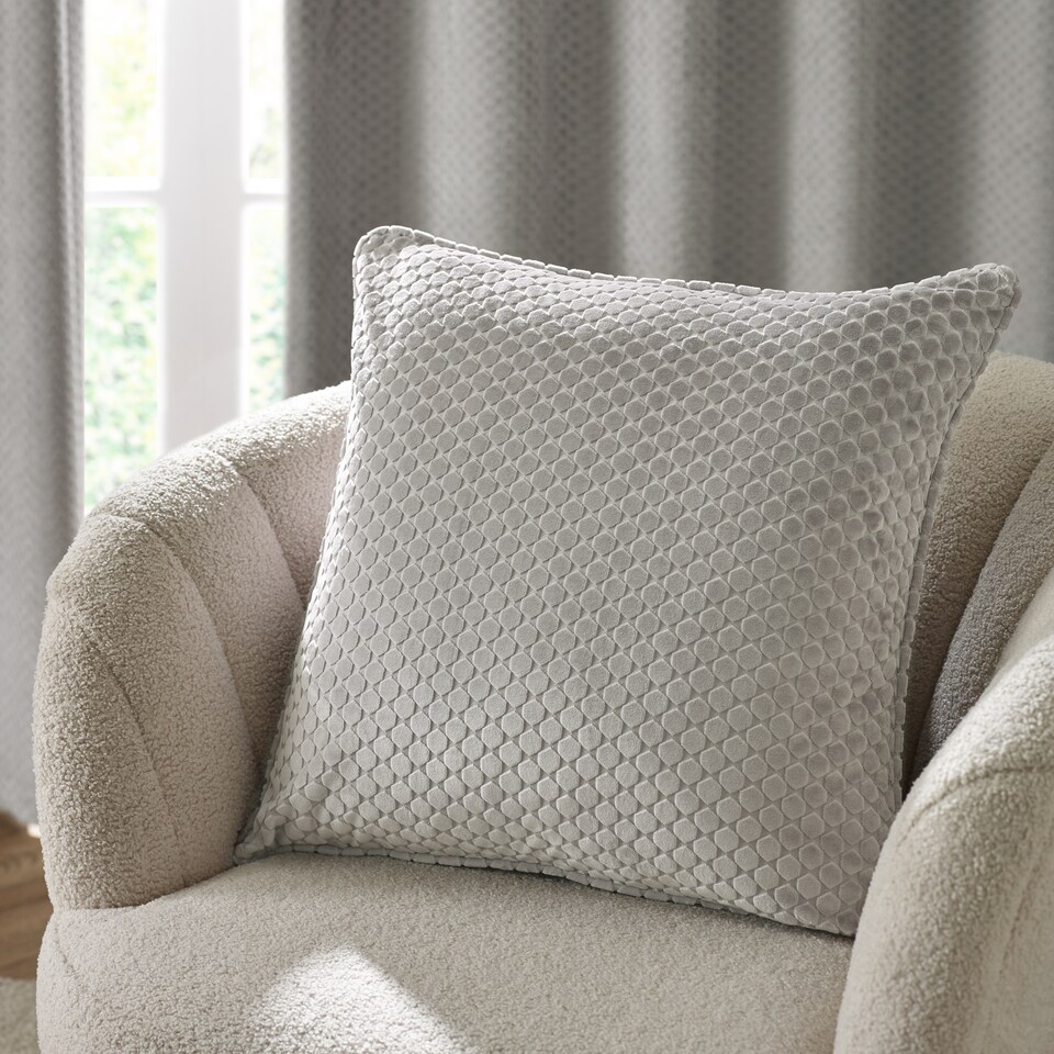image 1 of Paoletti Neptune Velvet Cushion | Silver | Silver | 50 x 50cm | 1