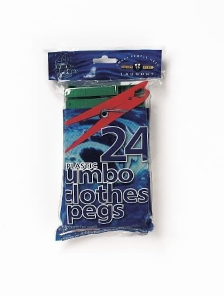 image 1 of 24 Jumbo Plastic Clothes Pegs - Assorted Colours