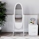 image 5 of Vida Designs Nishano Oval Cheval Mirror Freestanding Rotating Vanity Mirror, White