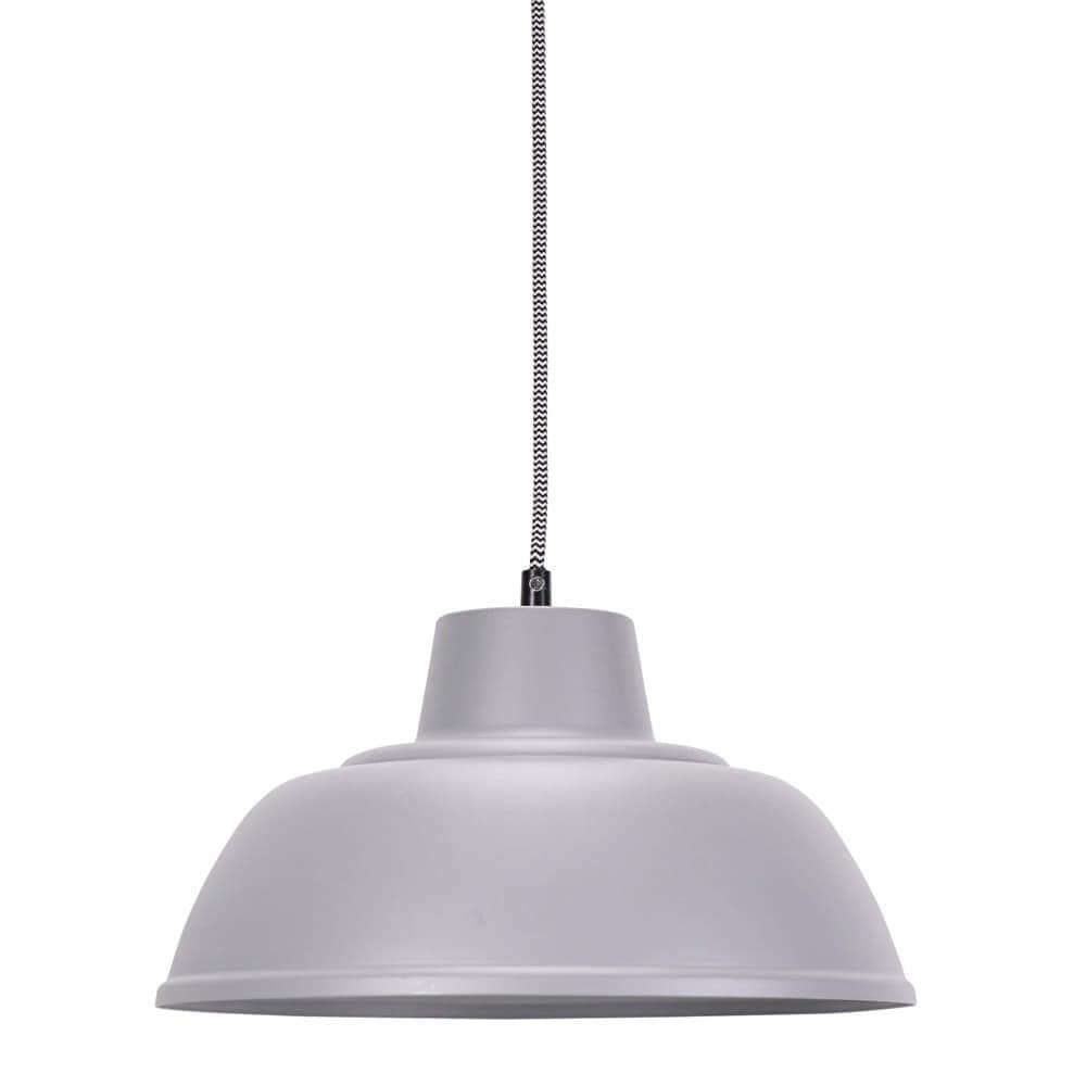 ValueLights Morris Metal Drop Hanging Pendant Ceiling Light with LED Bulb in Grey