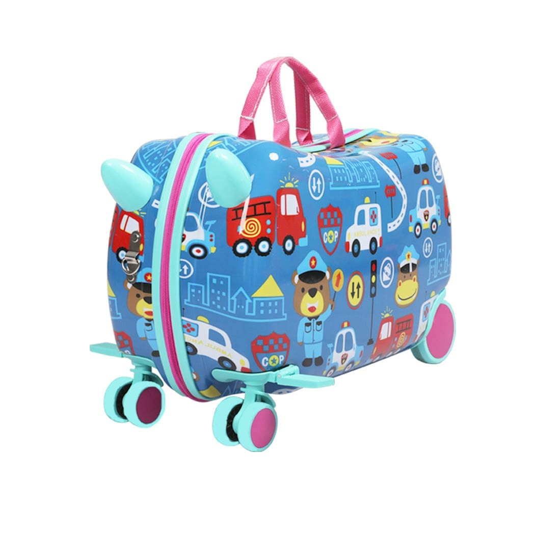 Dekko Kids Ride On Suitcase Travel Luggage Carry Bag with Trolley Wheels | Multi