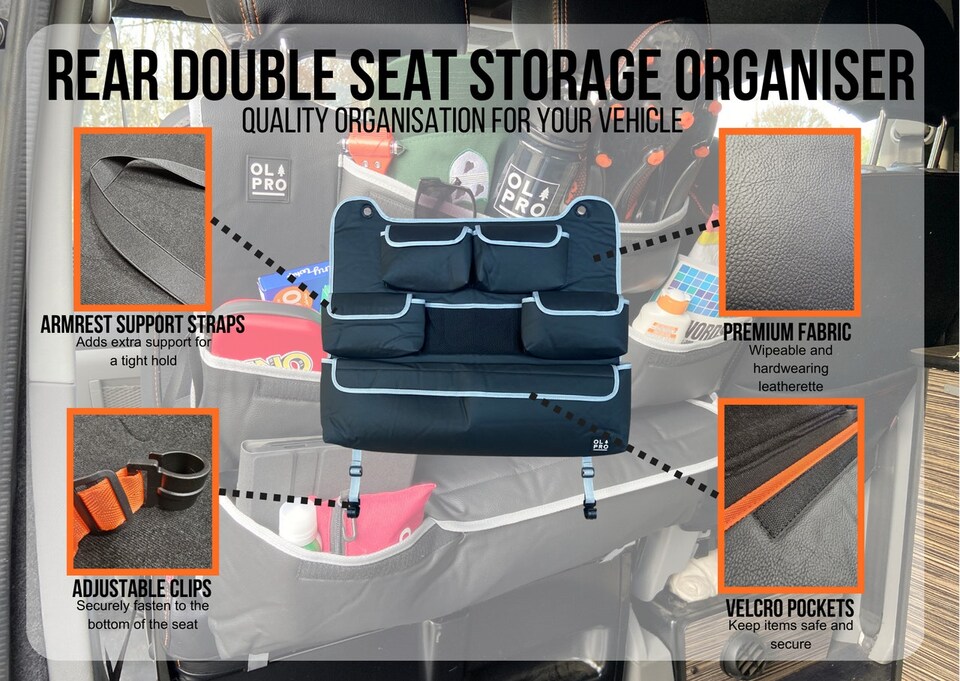 image 1 of Rear Double Seat Storage Organiser - Orange
