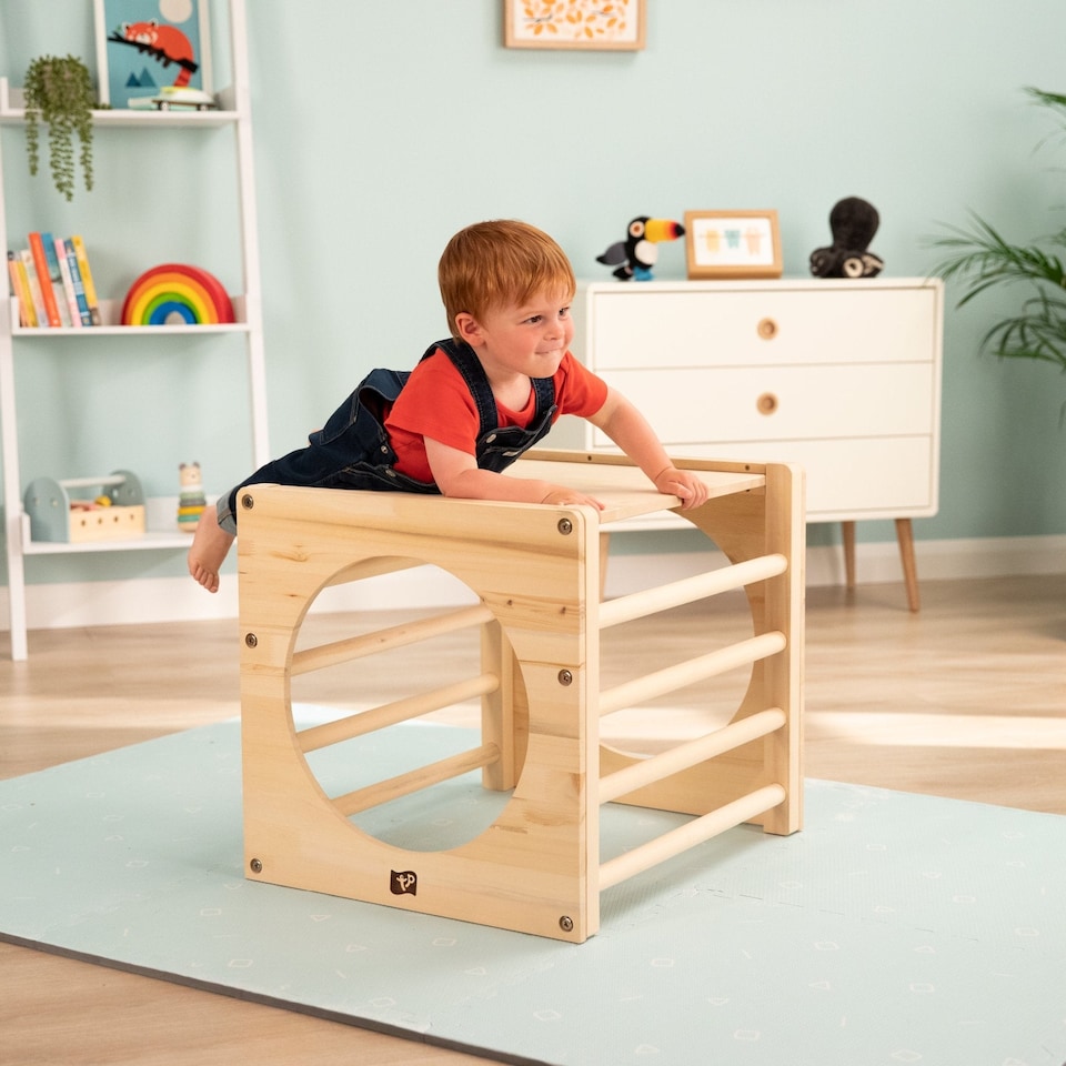 image 1 of TP Active-Tots Pikler Style Wooden Climbing Cube With Play Easel - FSC certified