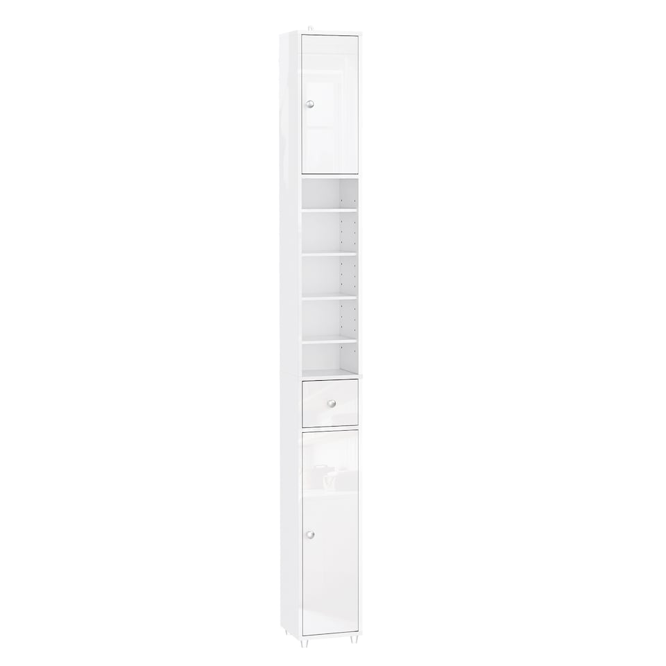 image 1 of SoBuy Tall Bathroom Storage Cabinet with 6 Adjustable Shelves, Gloss White, 7.9x7.9x70.9 inches, 13.5 kg - BZR167-GW