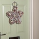 image 2 of 35cm Frosted Hanging Christmas Star Wreath with Red Jingle Bells & Wooden Stars