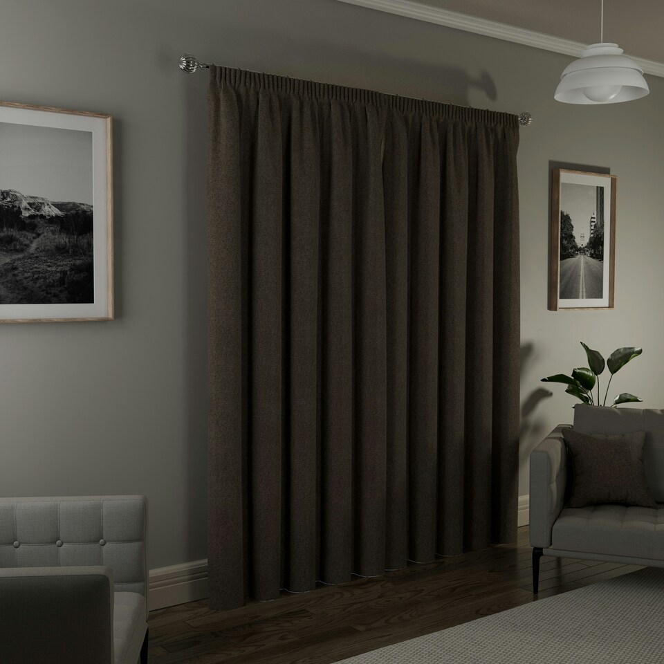 image 1 of Dallas Natural Blackout Curtains 90 x 108 inch (229 x 274 cm) Pencil Pleat 100% Blackout Thermal Noise Reducing Curtains for Bedroom and Living Room