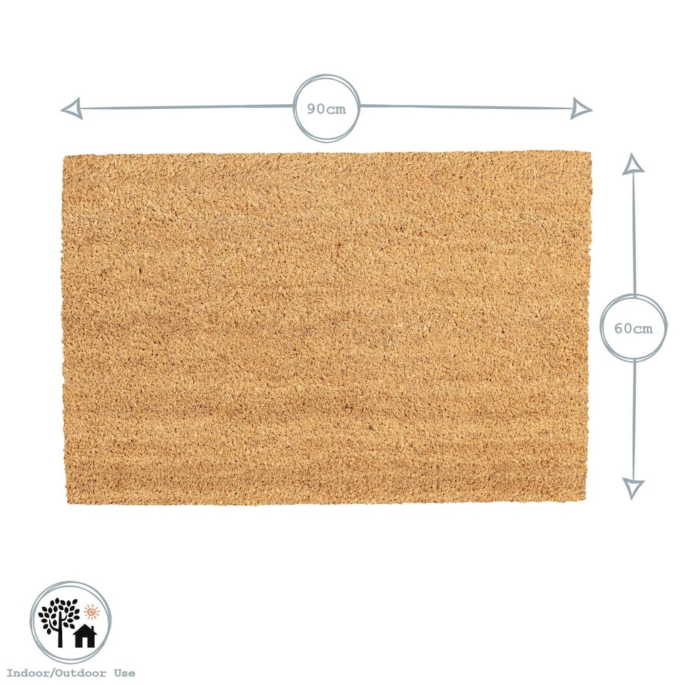 image 1 of Nicola Spring 2x Coir Door Mats - 90 x 60cm Triangles Decorative Indoor Front Door Entry Dirt Trapper Non Slip Backing Doormat