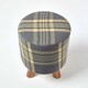 image 3 of Homescapes Grey and Yellow Tall Tartan Fabric Stool with Legs | Grey | 32 x 32 x 42 cm