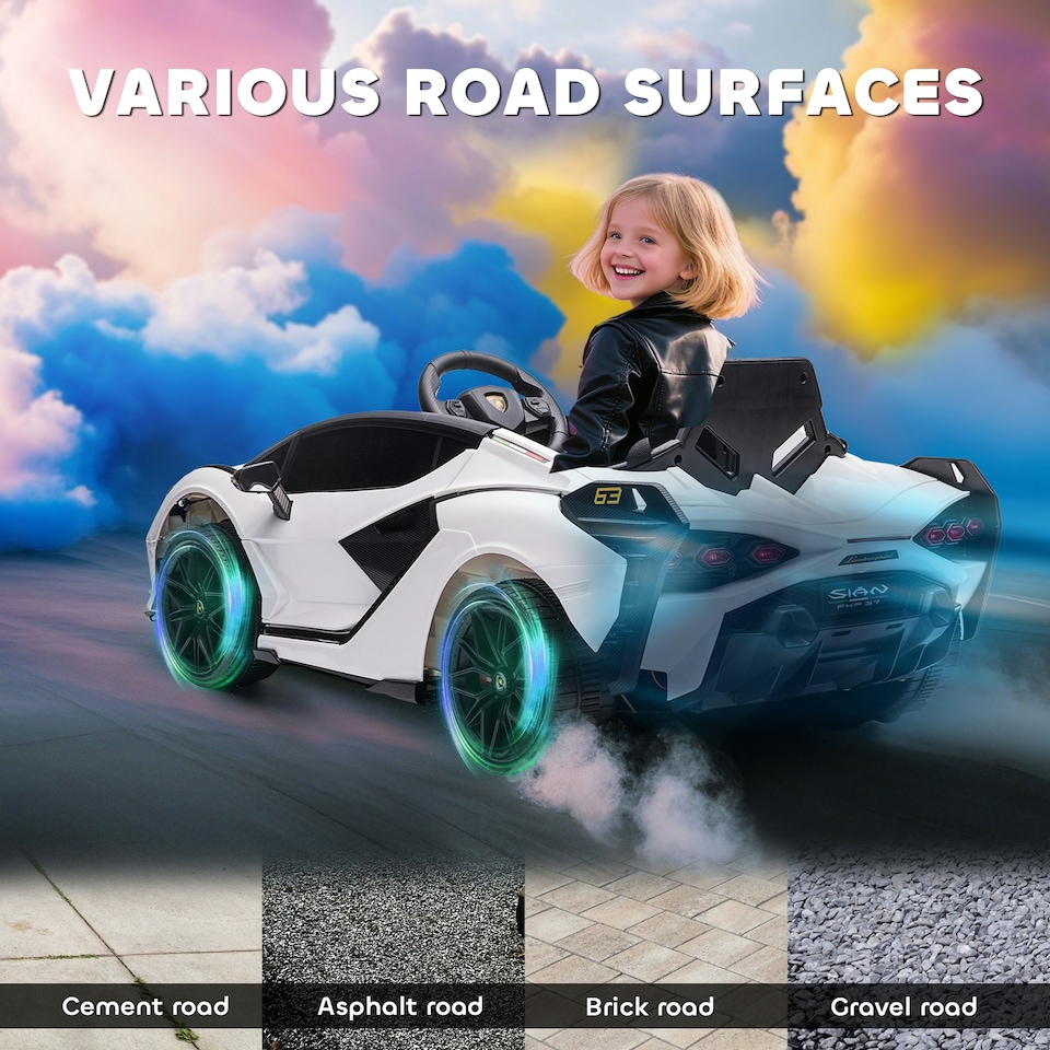 image 1 of HOMCOM Lamborghini SIAN 12V Kids Electric Ride On Car Toy w/ Remote Control