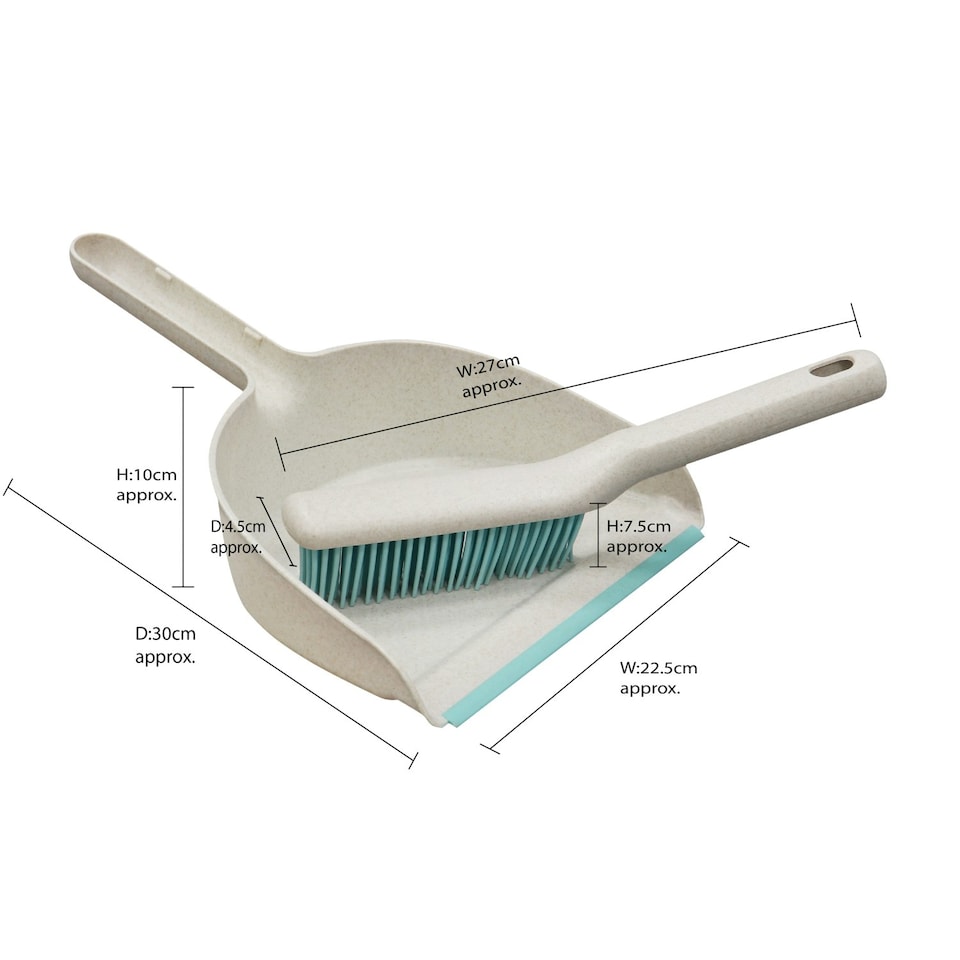image 1 of JVL Pro Anti-Bac Cleaning Essentials, Mini Dust pan, Scrubbing, Dish Brush and Window Squeegee, Blue White