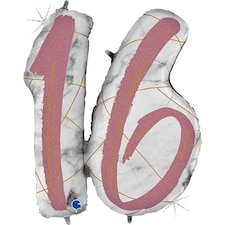 Age 16 Rose Gold Marble Mate Holographic Helium Foil Giant Balloon 91cm / 36 in