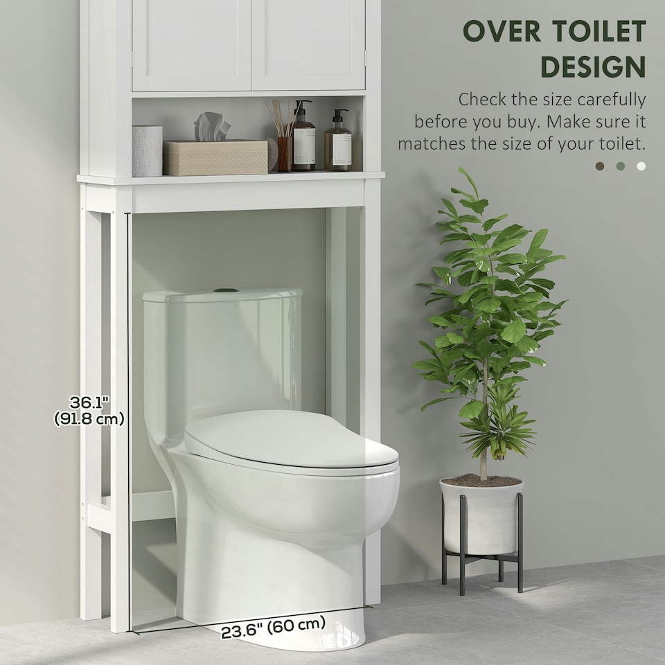 image 1 of HOMCOM Over Toilet Storage Unit 3-Tier Freestanding Washing Machine Cabinet 