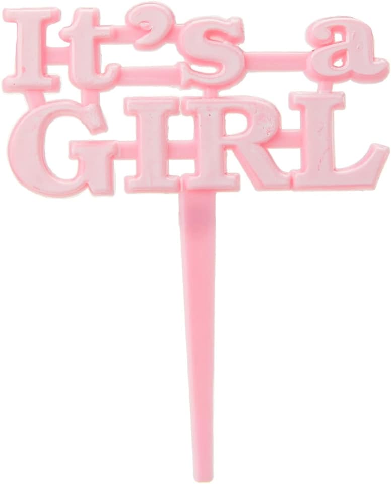 image 1 of Pink Baby Shower Theme 'Its a Girl' Cake Picks - Pack of 8