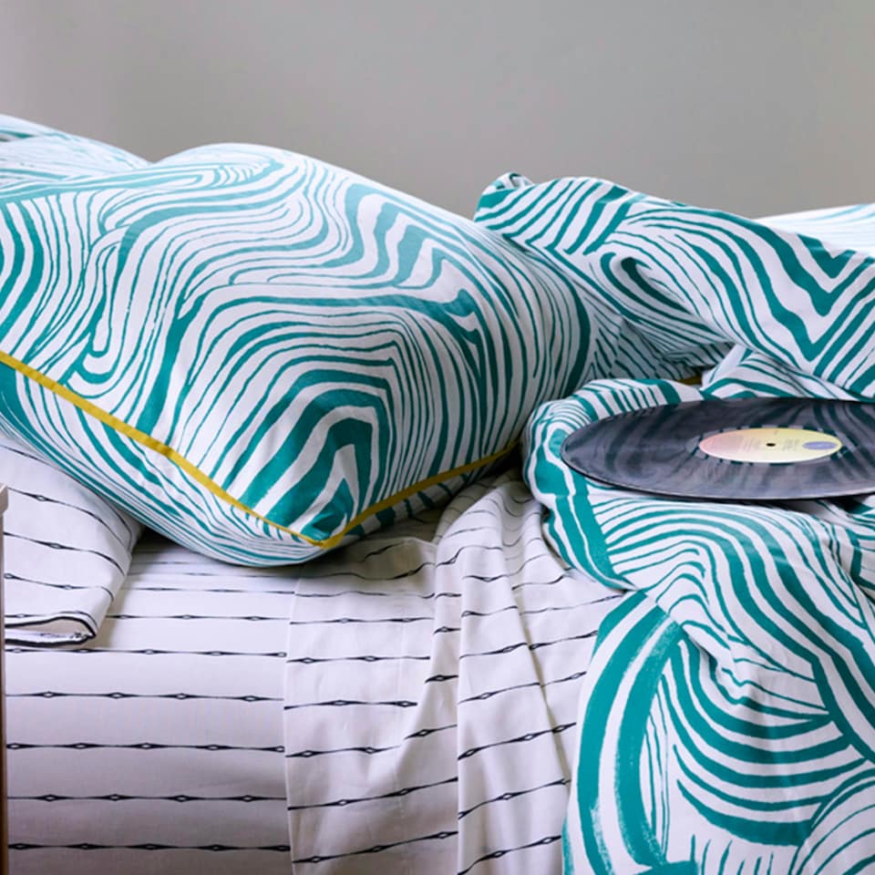 image 1 of Martex Green Zebra Marble Duvet Cover Set Green Super King Green | Super King