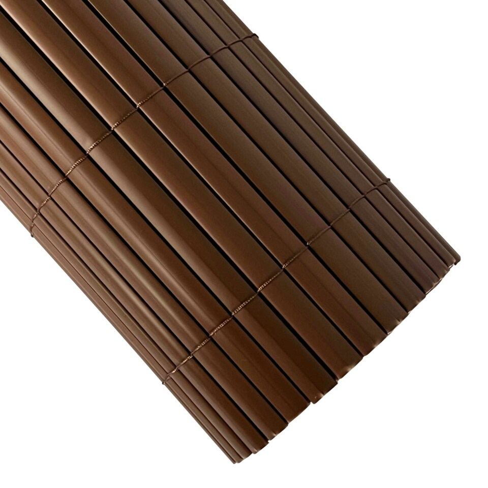 image 1 of Oypla 1m x 4m Brown PVC Outdoor Garden Fencing Privacy Screen Roll Brown