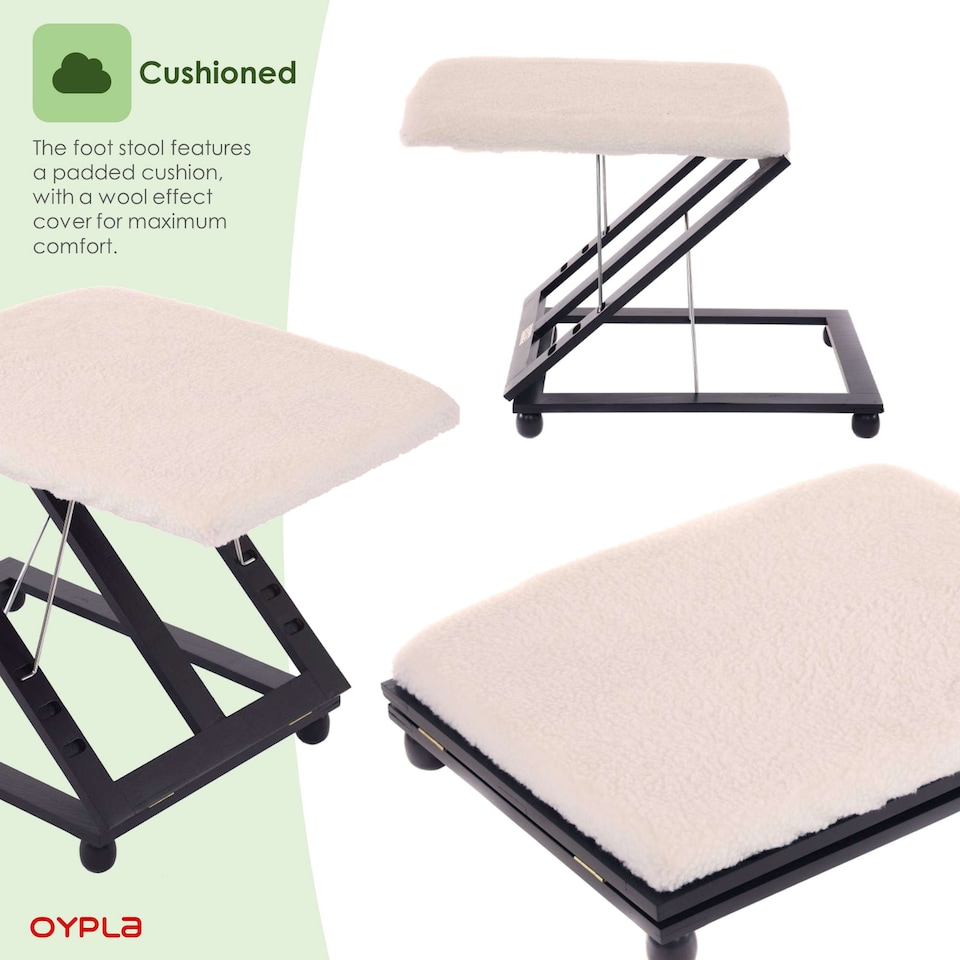 image 1 of Adjustable Folding Cushion Padded Footstool Foot Rest