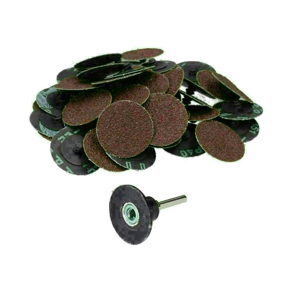 image 1 of 50mm Quick Change Rubber Backing Pad Adapter + 50pc 40 Grit Sanding Pads
