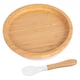image 1 of Tiny Dining Bamboo Round Baby Weaning Plate & Fork Set - White