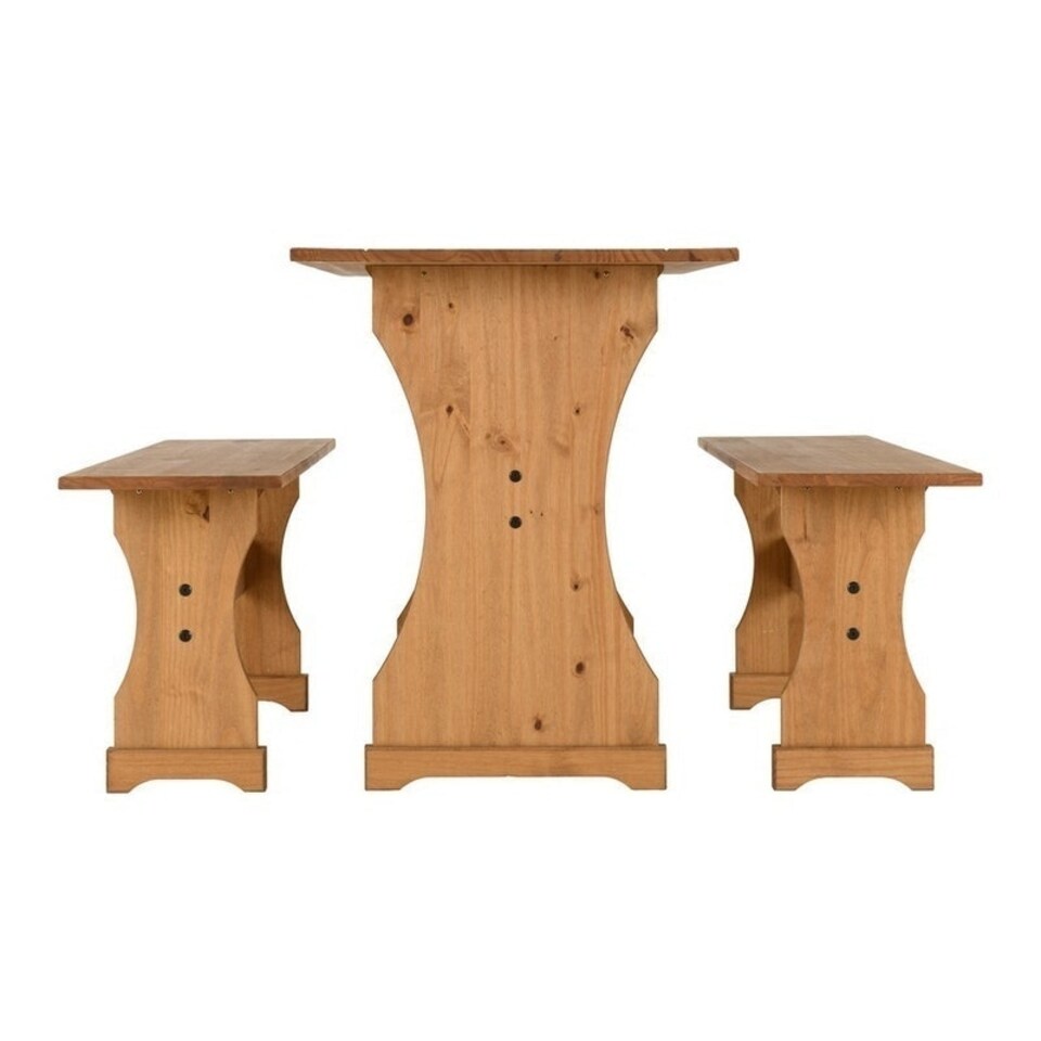 image 1 of Corona Dinette Set - Distressed Waxed Pine Brown