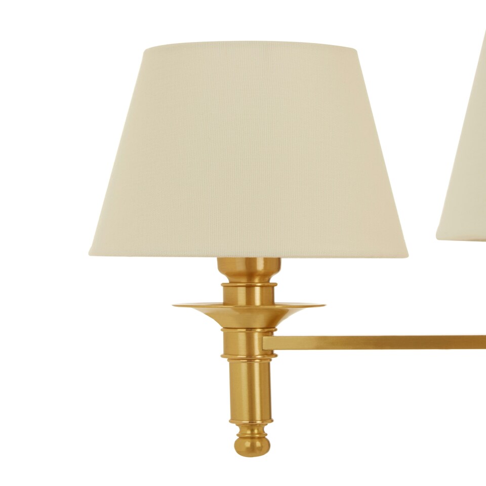 image 1 of Interiors by Premier Elegant 6 Arm Gold Ceiling Light with Linen Shades, Brass Frame Hotel Style Pendant Light, Lighting Fixture Gold