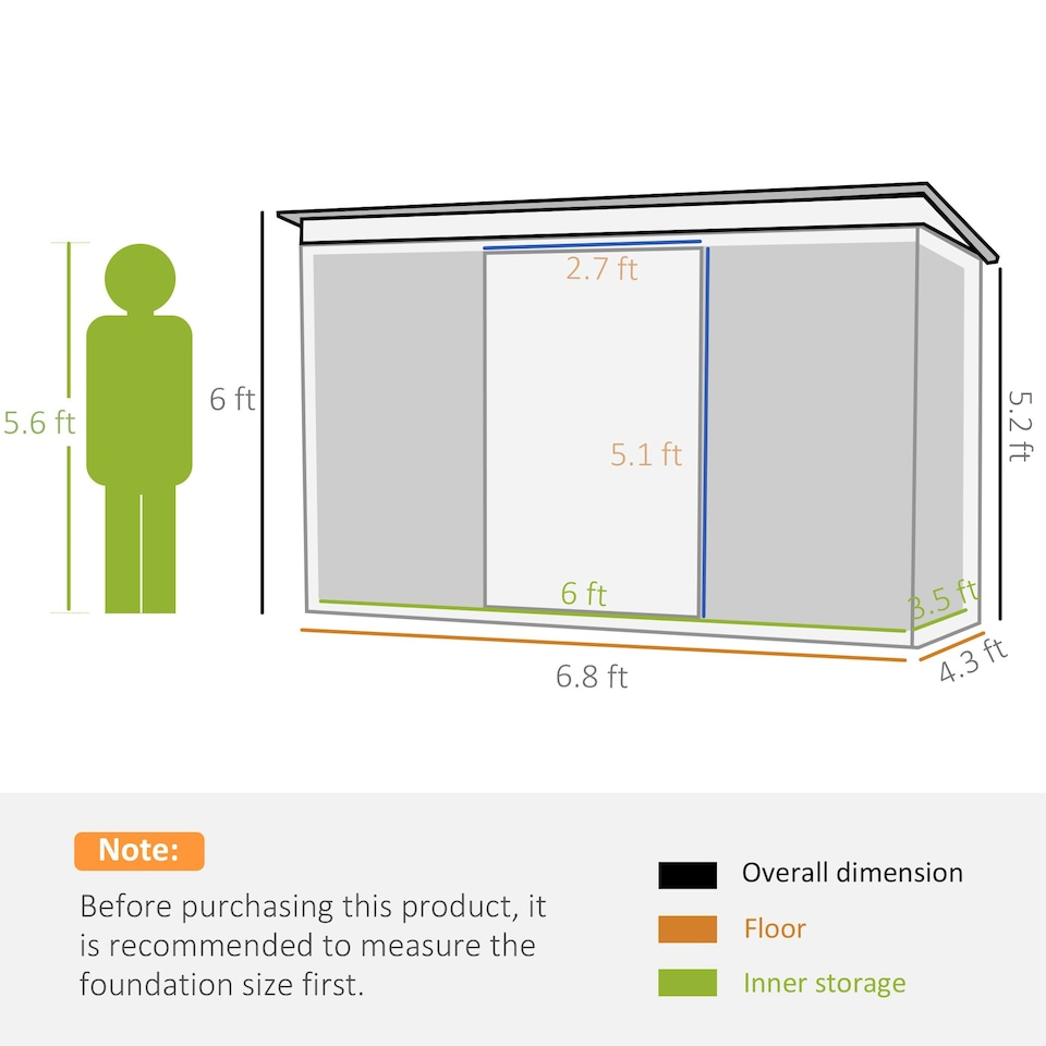 image 1 of Outsunny 7 x 4ft Outdoor Garden Storage Shed for Backyard - Light Green