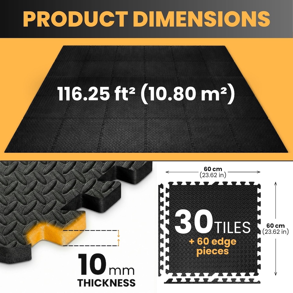 image 1 of Soft Interlocking Floor Mats Set - Non-Slip Foam Tiles EVA Puzzle Mats for Gym, Garage, Home Workout, Playroom, or Office