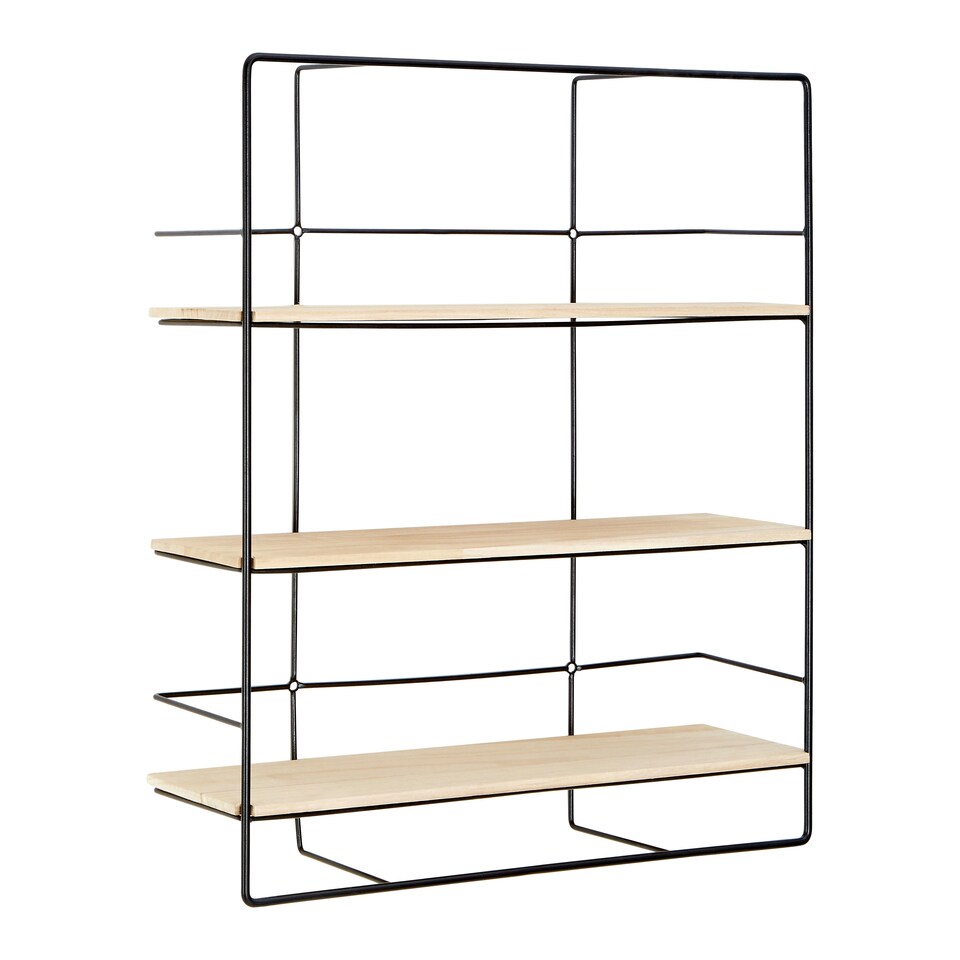 image 1 of Interiors By Premier Ample Storage 3 Layer Shelf, Durable Design Metal Frame Shelf For Balcony, Stylish Hanging Frame Shelf Black