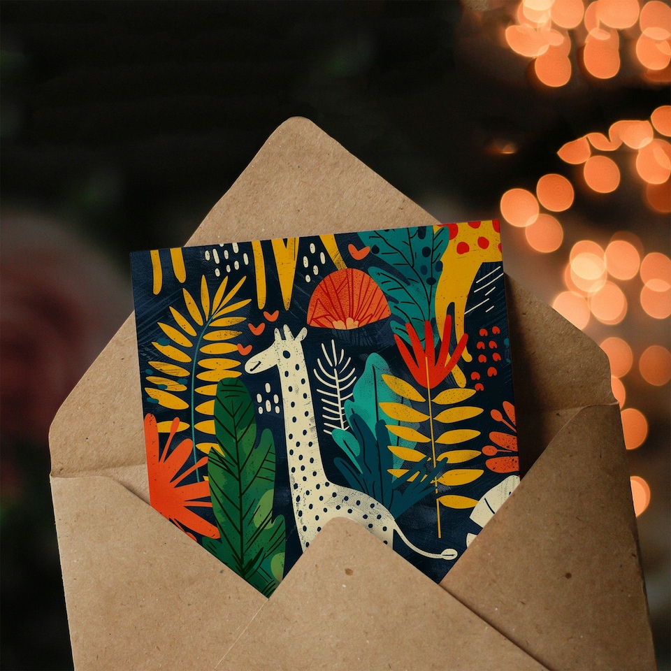 image 1 of Colourful Jungle Plant Pattern Girl Boy Kids Daughter Son Birthday Card