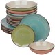 image 1 of Coloured Stone Glazed Ceramic Dinnerware Crockery Plates Bowls Set | Multi | Multicoloured | 2 Sets (24 Pcs) | 24