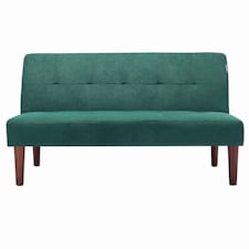 Living and Home Modern 2-Seater Convertible Sofa Bed with Wooden Legs - Green | Multi