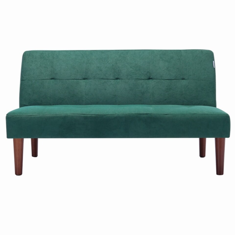 image 1 of Living and Home Modern 2-Seater Convertible Sofa Bed with Wooden Legs - Green | Multi