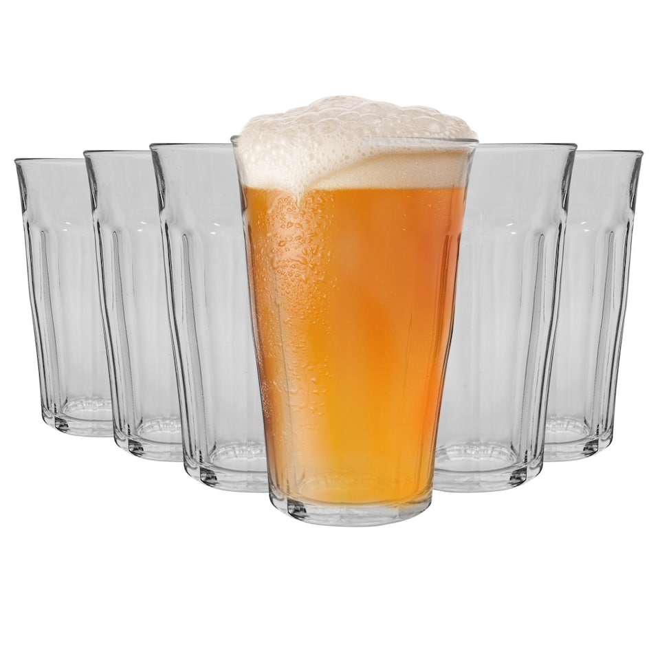 image 1 of Duralex Picardie Highball Cocktail Glasses - 500ml Glass Tumblers - Pack of 6 | Clear | Clear