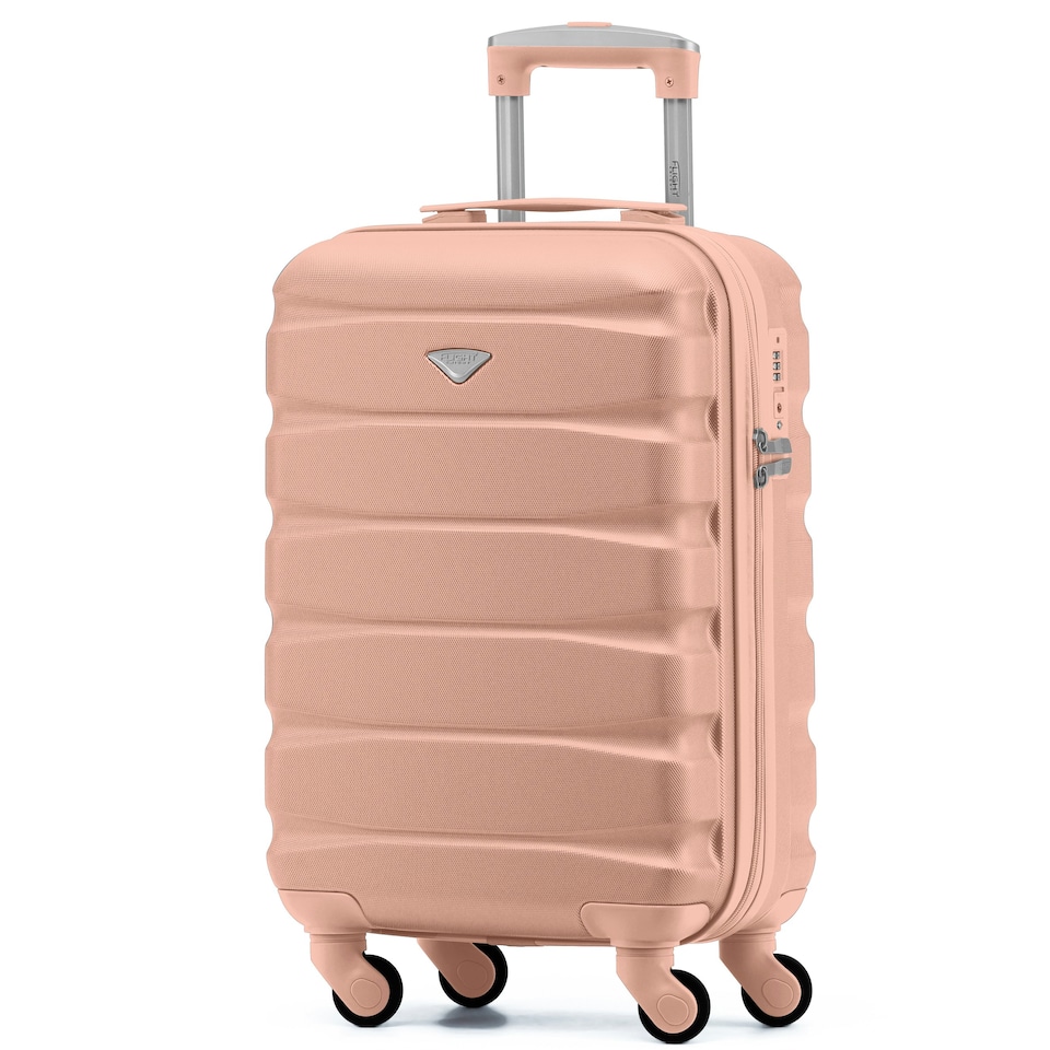 image 1 of Flight Knight Cabin Suitcase 55x35x20cm, Lightweight Carry On Bag - Over 100 Airlines- Ryanair, EasyJet, British Airways - Hand Luggage, ABS Hard Shell TSA Lock Pink | Rose | Cabin Bag