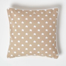 Homescapes Cotton Beige Stars Cushion Cover - 45 x 45 cm | Cream | Beige | 45 x 45 cm