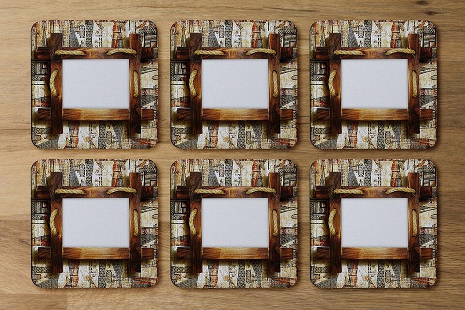 image 1 of Rustic Egyptian Wooden Frame (Coaster)