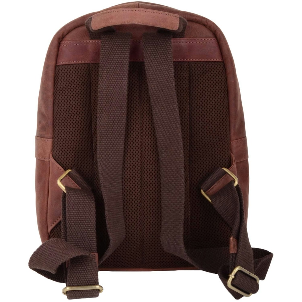 image 1 of Leather Smart Work Travel Back Pack Rucksack with Distressed Look