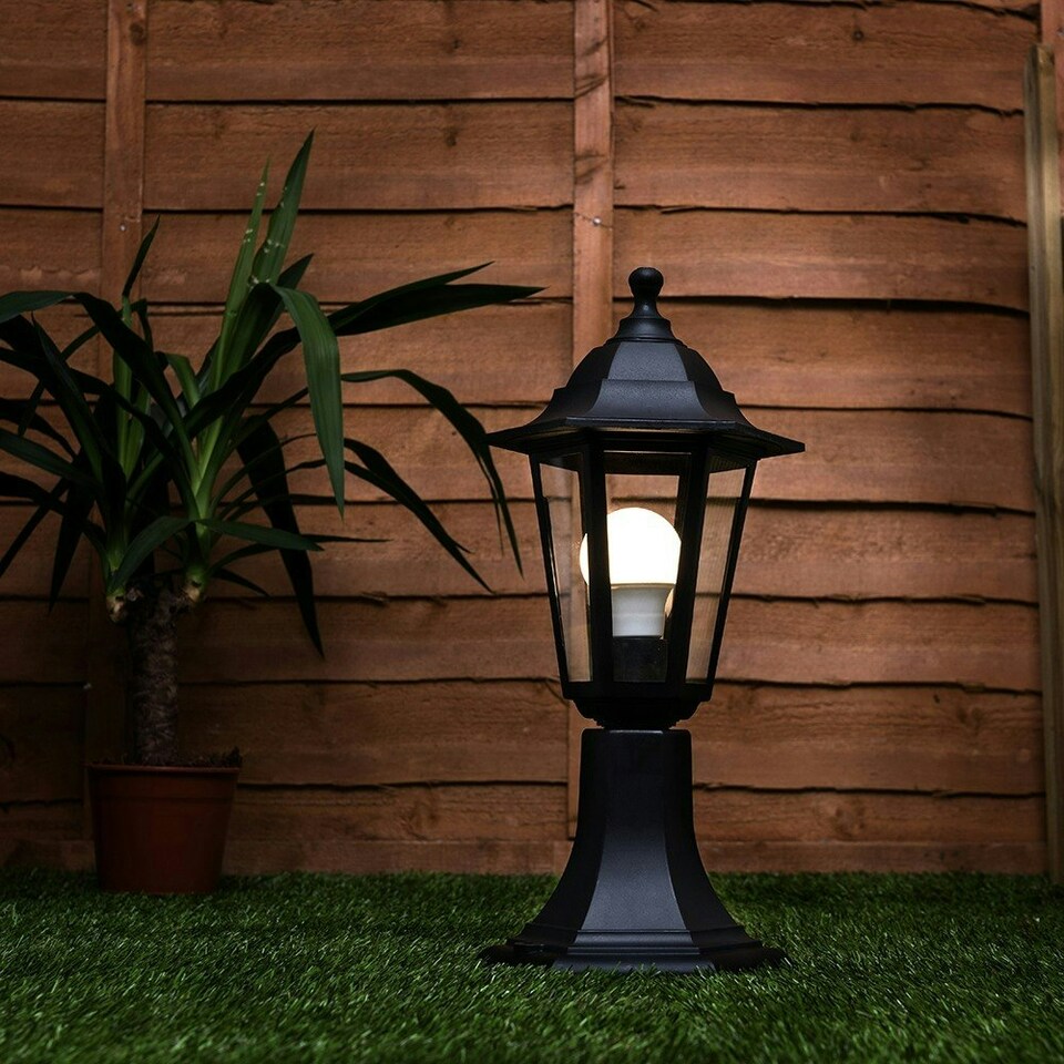 image 1 of ValueLights Black IP44 Outdoor Garden Wired Lamp Post Lantern Light