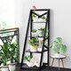 image 3 of COSTWAY 4 Tier Ladder Shelf Storage Wooden Bookcase Black Black
