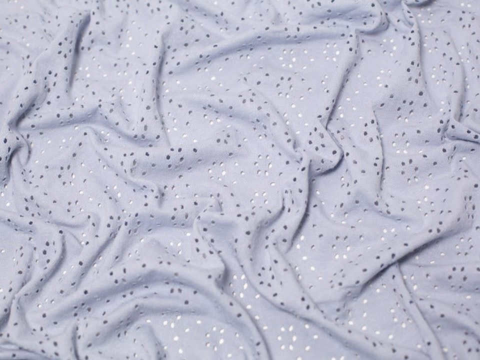 Minerva Core Range Blue Embroidered Cotton Jersey Stretch Knit Fabric for Dressmaking, 150cm / 59" Wide - per metre