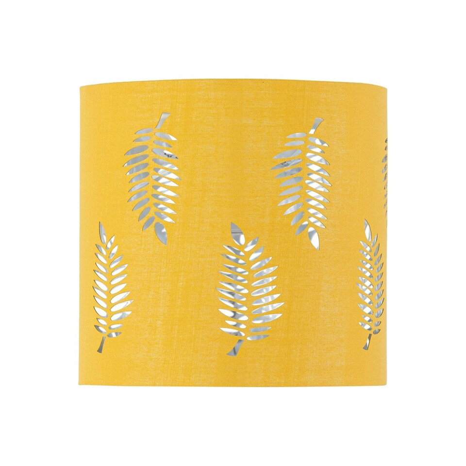 image 1 of First Choice Lighting Fern Ochre Cut Out 15.5cm Table Lamp Shade Yellow | Silver