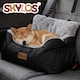 image 9 of Skylos Dog Car Seat Bed Pet Booster Travel Carrier with Safety Leash | Black | Black | 1